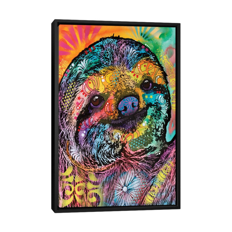 «Sloth» par Dean Russo, impression sur toile, H 26 po x l 18 po x P 1,5 po, Cadre noir
