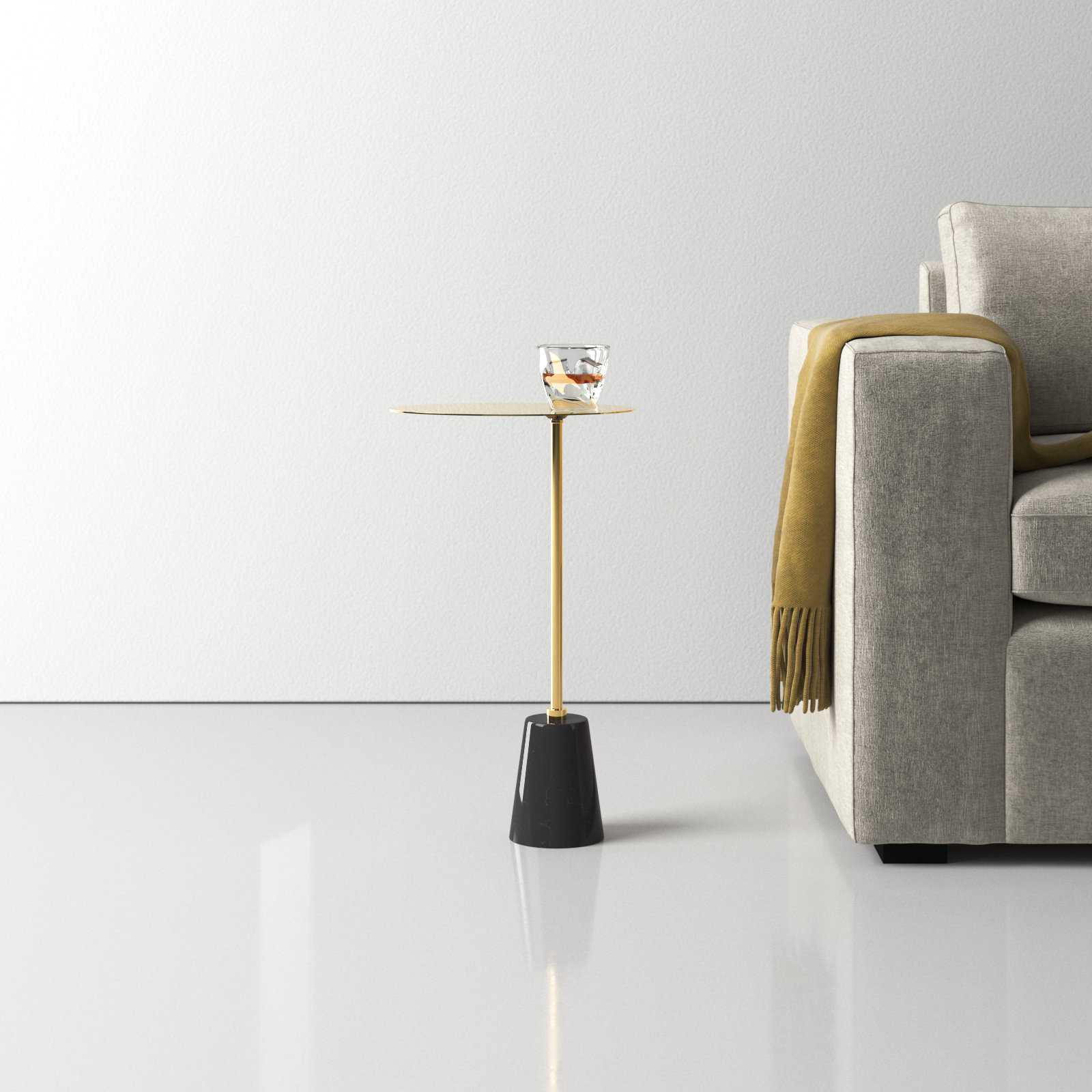 Churchill 8" End Table, Black, Gold