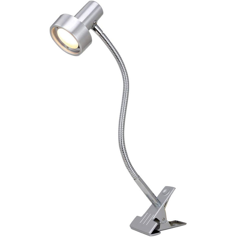 O’Bright LED Clip-On Light Desk, Dimmable LED Desk Lamp With Metal Clamp, 5W LED, Silver, Silver