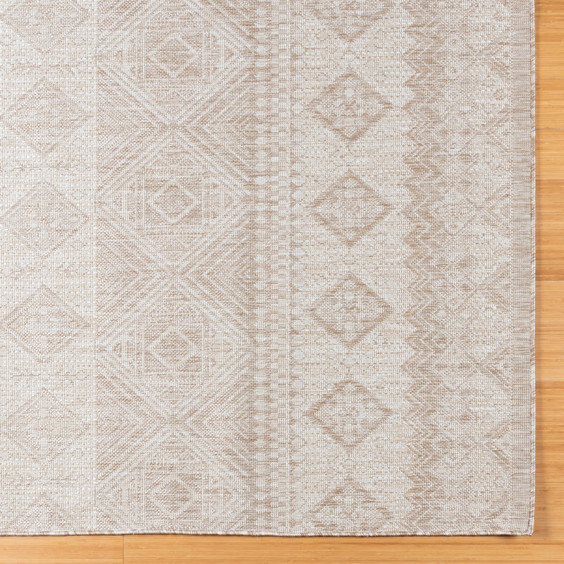 Savara Mayview Beige Tan Ivory Cream Moroccan Bohemian Indoor/ Outdoor Polypropylene Flatweave Area Rug