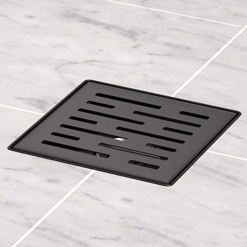 DRAIN DE DOUCHE CARRÉ 6 po avec crépine et crochet de levage - bonde en acier inoxydable moderne pour douches de salle de bain
