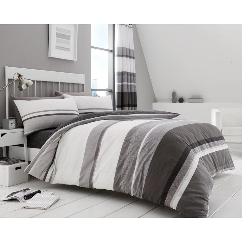 GC Printed Duvet Cover Set, Grey, Double