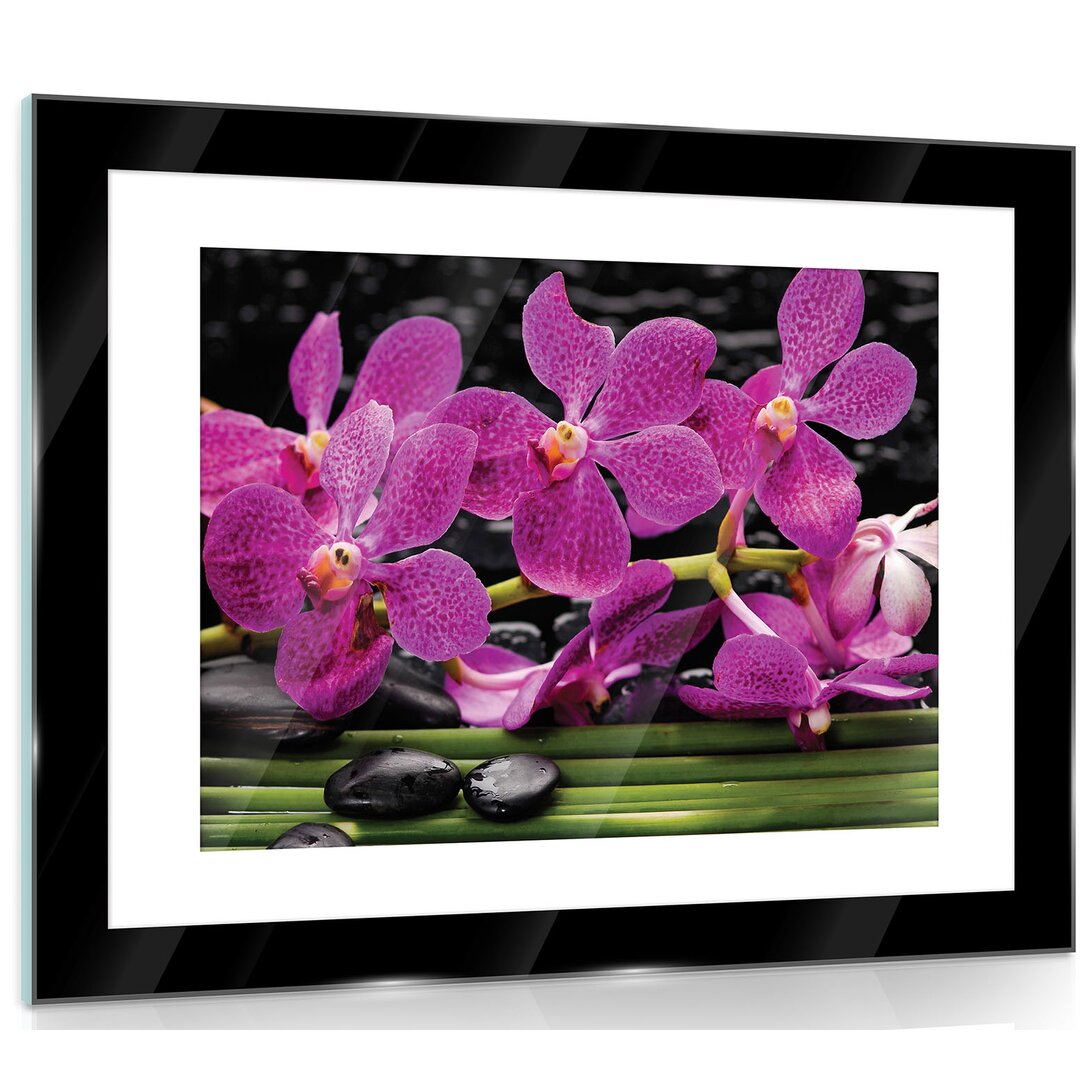 Glasbild Blumen in Lila/Violett/Schwarz