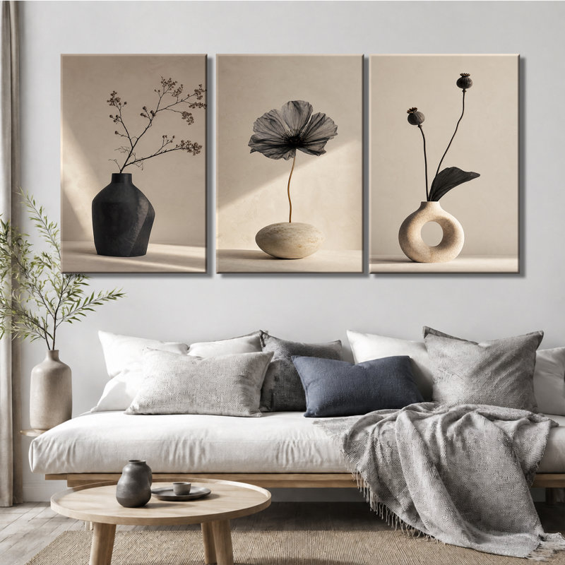 3 panneaux d'art mural Wabi Sabi, 24 * 36 pouces * 3