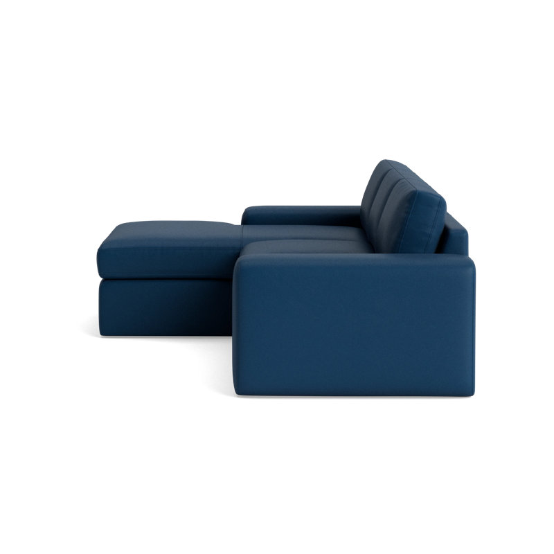 The OG Leather Chaise Sectional, Bison Deep Blue Top Grain Leather, Right Hand Facing