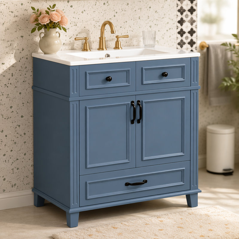 Single Bathroom Vanity with Ceramic Top