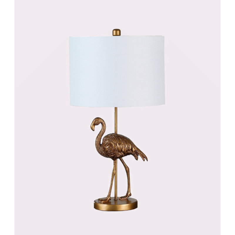 26" Matte Gold Flamingo Resin Table Lamp