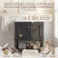 Meuble-lavabo de salle de bain autoportant en bois massif 24 po + 24 po avec plateau ouvert et rangement fermé noir-130995012