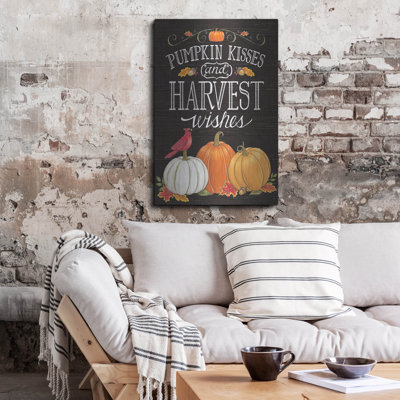 «Pumpkin Kisses & Harvest Wishes» par Deb Strain, art mural en métal