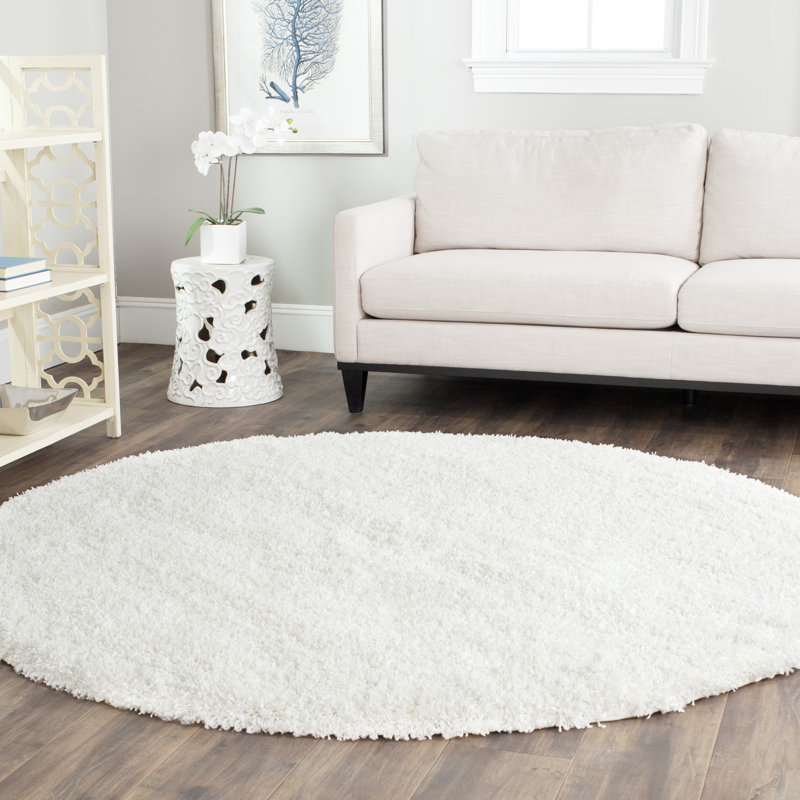 Assar White Area Rug, Round 8'