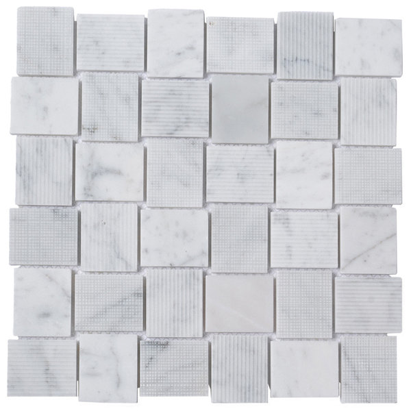 1.6 x 1.9 Marble Basketweave Mosaic Tile