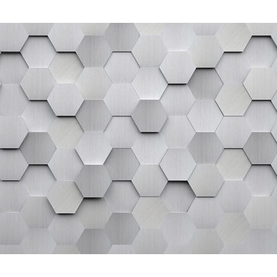 Ensemble de panneaux muraux avec motif en forme d'hexagone en métal de six articles de 7,83 pi x 118 po Lebeau