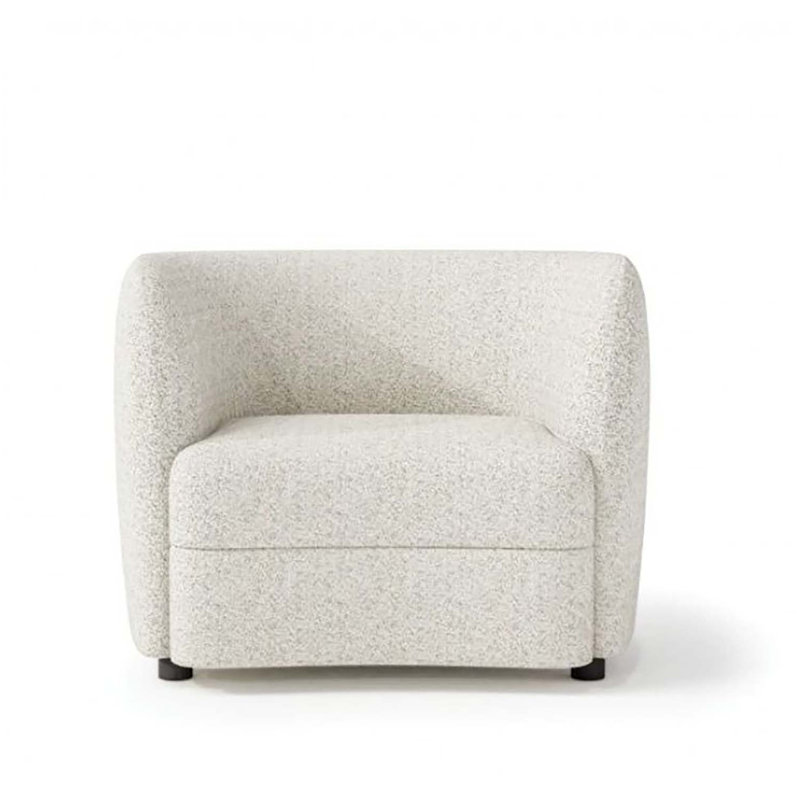 Fauteuil demi-tonneau de 43,25 po de largeur, Bouclé blanc cassé
