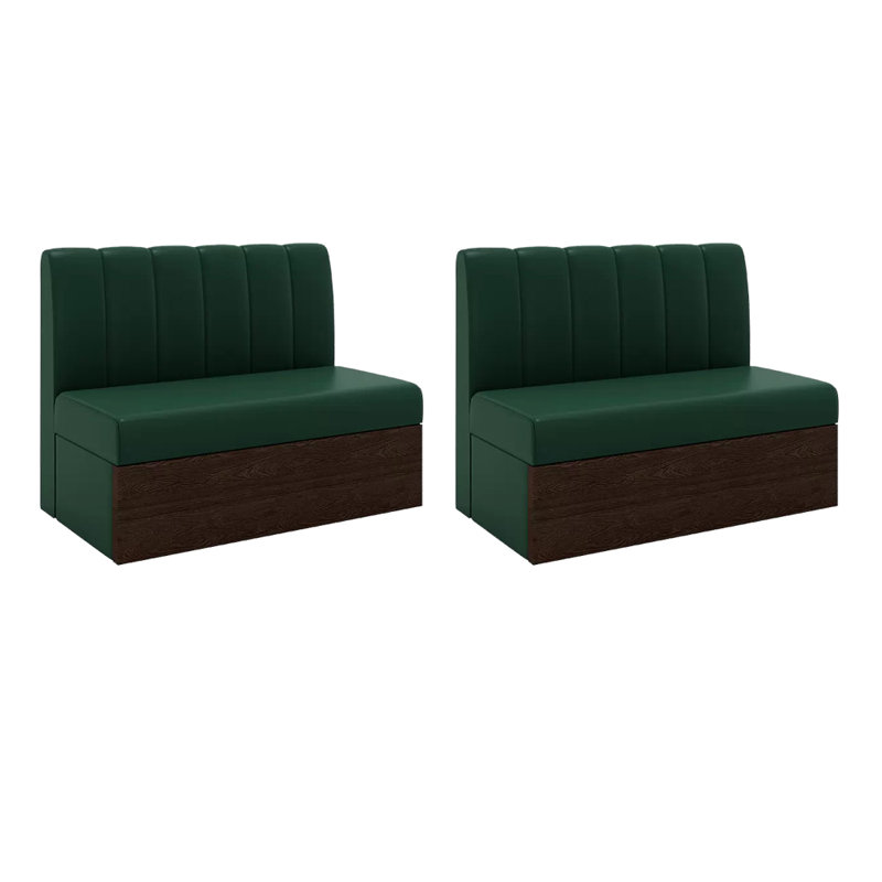 Simple Industrial Style Cafe Restaurant Bench Faux Leather Upholstered Bench, Dark Green