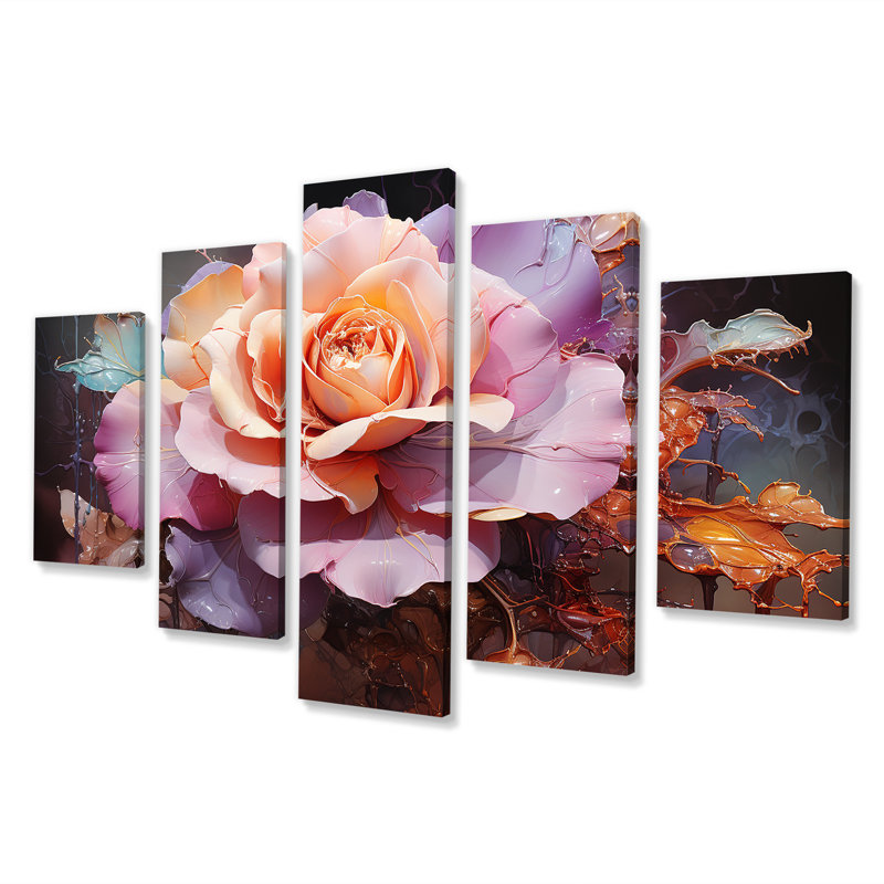 «Pink Misty Rose Spectrum», art mural multicolore