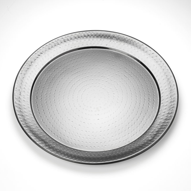 20" Round Hammered Stainless Steel Serving Tray