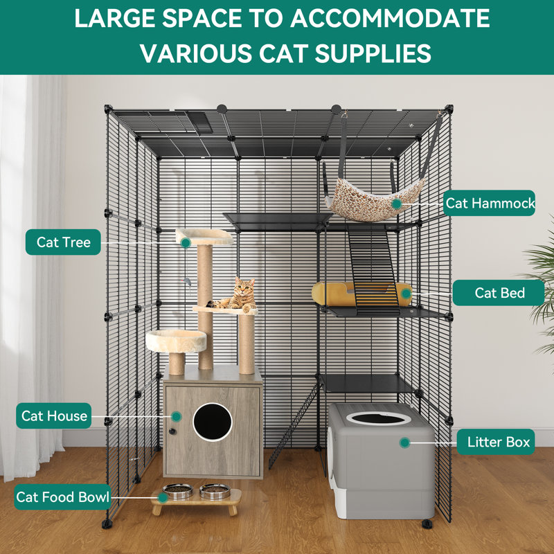 Cage à chat en métal à 4 niveaux Tucker Murphy Pet ™