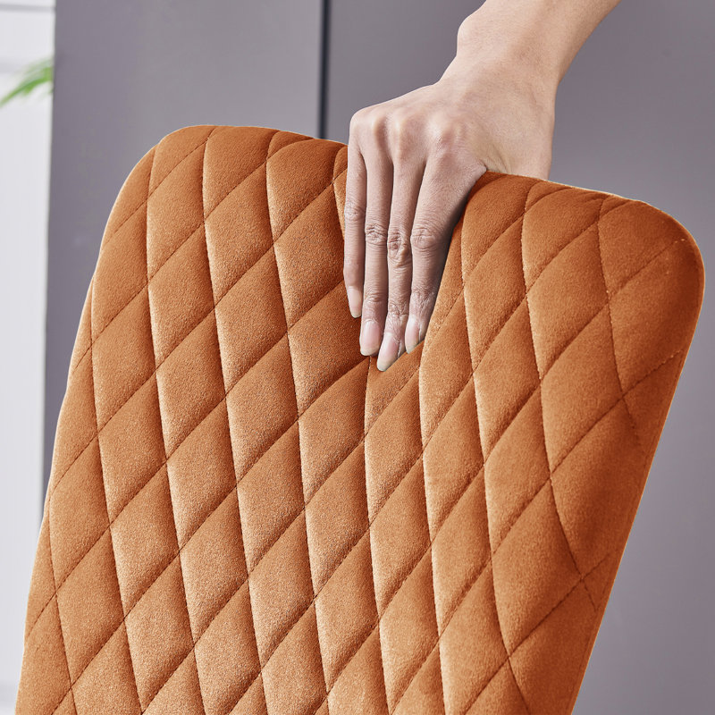 Leilauni Tufted Upholstered Velvet Armless Dining Chair, Orange