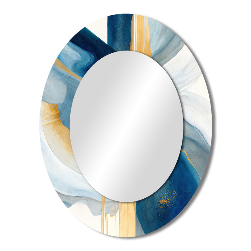 «Bold Expression Art I», miroir décoratif ovale abstrait sur métal, 43 po x 33 po