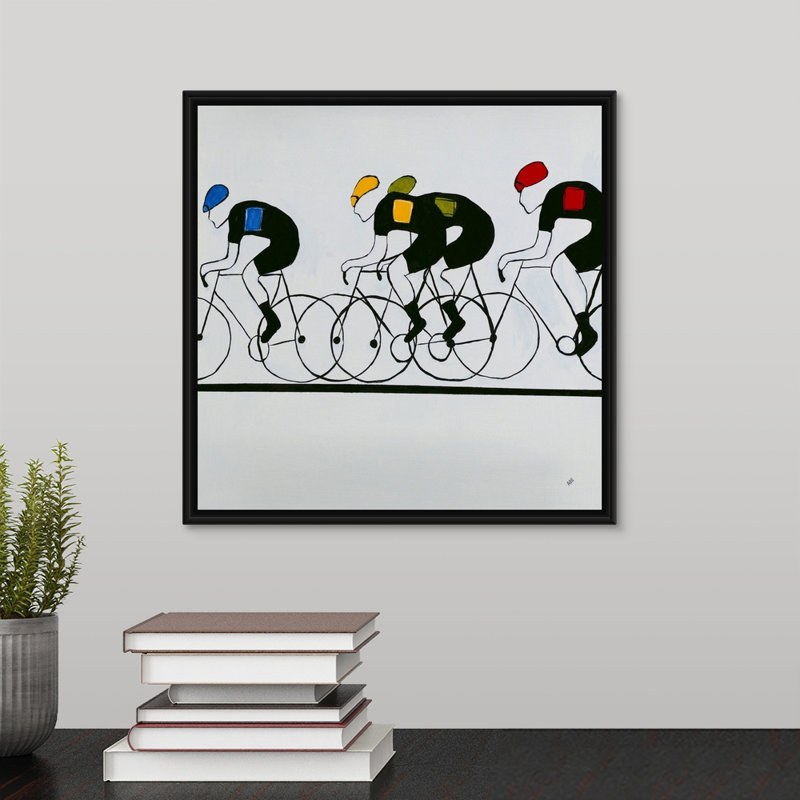 « break out », peinture sur toile, H 13,7 po x l 13,7 po x P 1,75 po, Cadre flottant noir