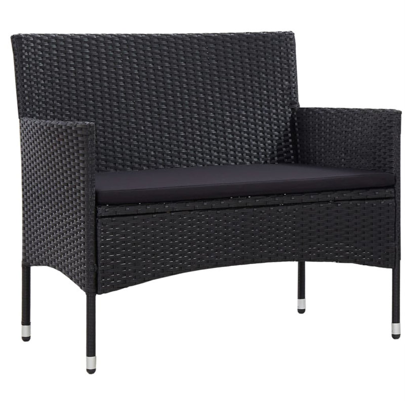 4 Piece Lounge Chair with Cushions, Black, Black