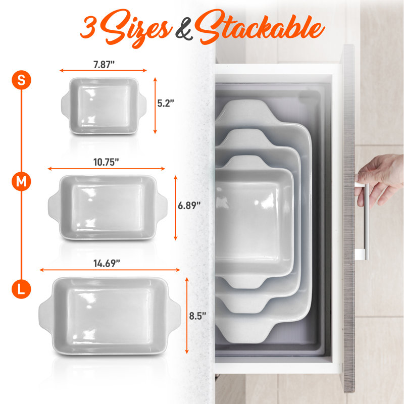 NutriChef 3 Piece Non-Stick Ceramic Bakeware Set