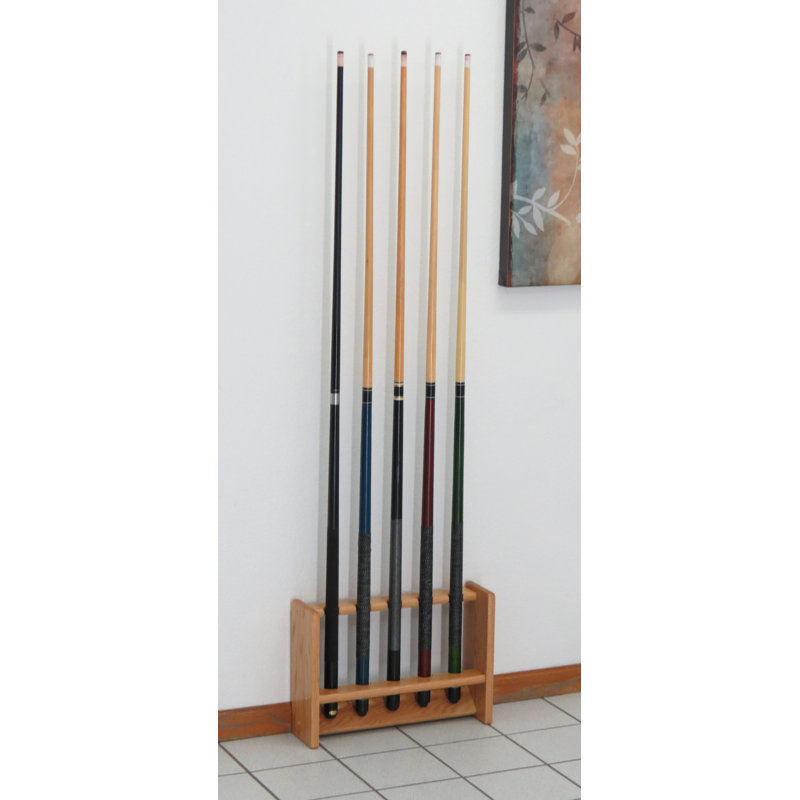 Wooden Mallet Wood Pool Cue Rack, Light Oak