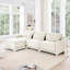 Chenille beige à trois places, deux repose-pieds mobiles, éponge à haute résilience, capitonnage exquis, configuration flexible, tissu d'usure, siège confortable avec base en bois de qualité, ergonomique,