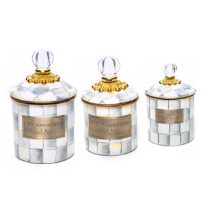 Set of 3 PLAIN Stainless Steel Polished Canisters Jars See through Clear Lid