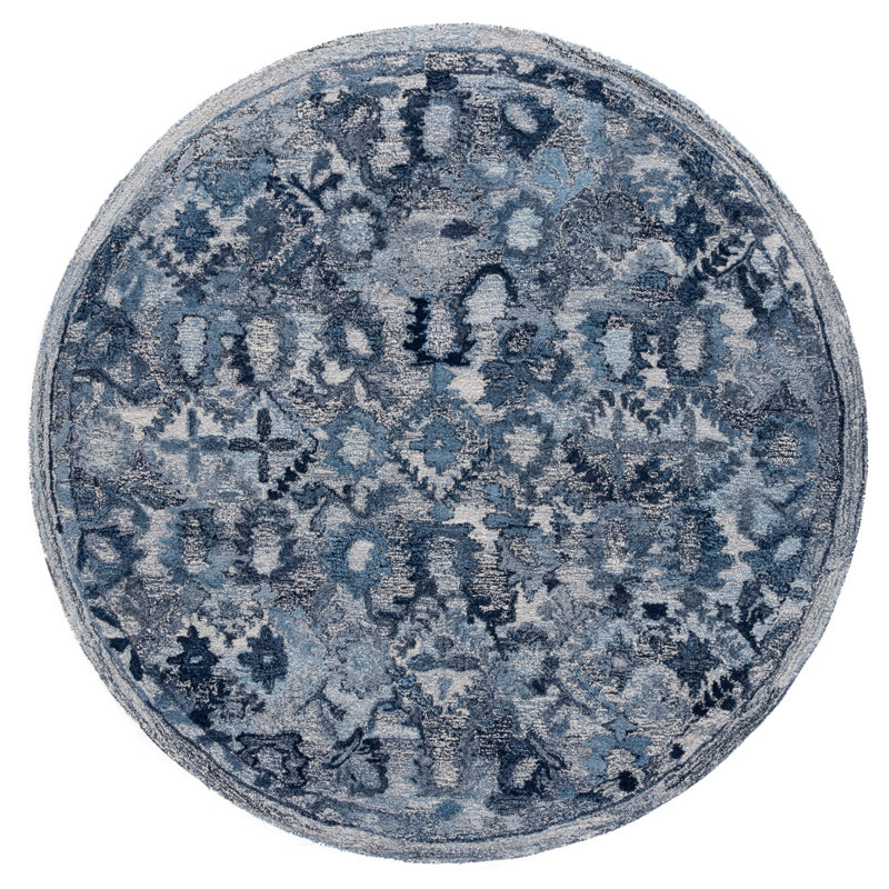 Comal 126 Area Rug In Navy, Round 6'