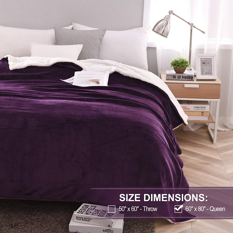 Couverture en peluche Jerad, l 80 po x L 60 po, Mauve