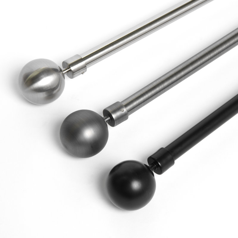 Heathrow Adjustable Single Curtain Rod, 0.75" H x 84" W x 0.75" D, Black