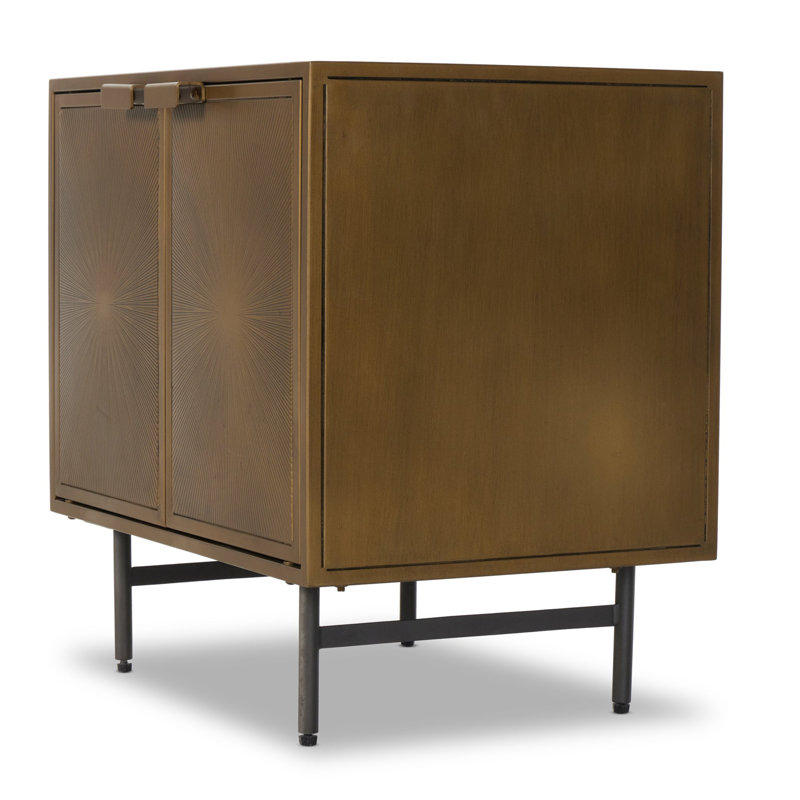 Sunburst Nightstand, Aged Brass