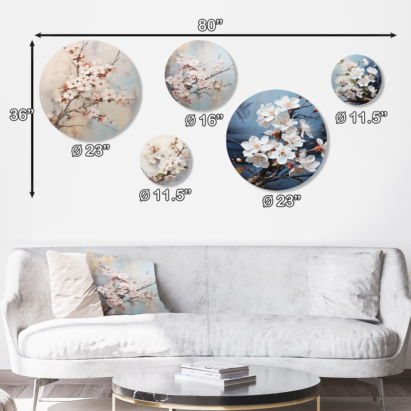 Minimalisme gris et beige fleur de cerisier - cerisiers en fleurs
