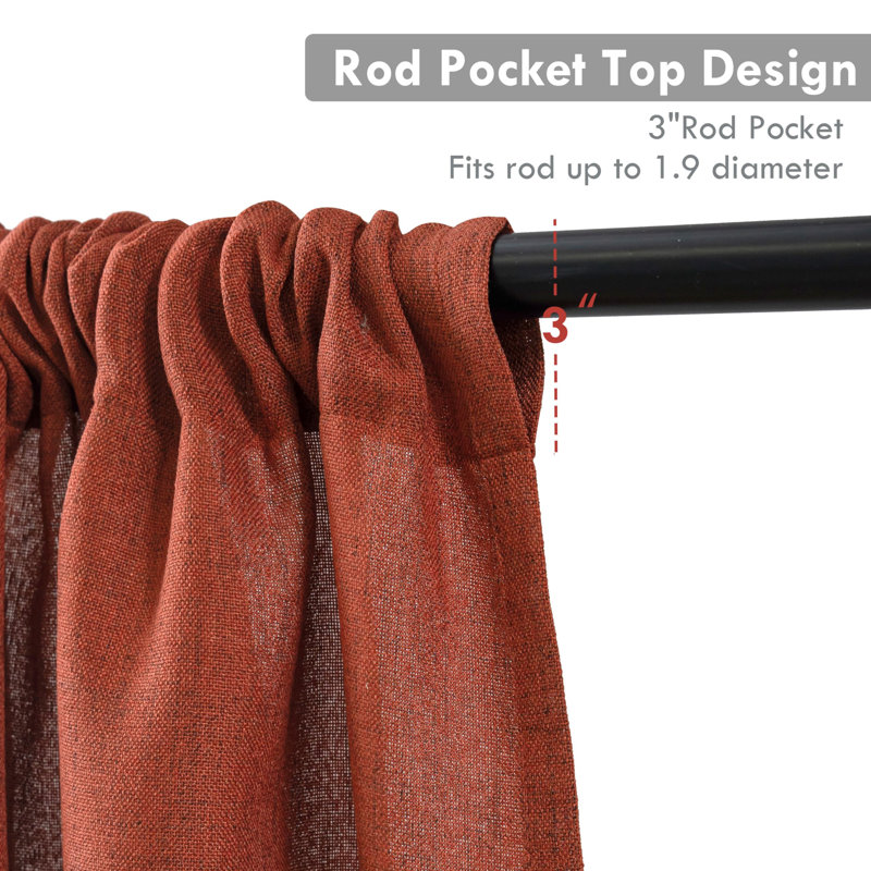 Cantonnières en lin texturé Chesham, L 52 po x L 14 po, Rouge