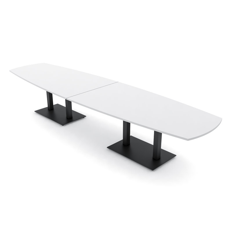 Table de conférence Arc Boat, Noir mat, H 30 po x l 168 po x P 48 po, Blanc classique