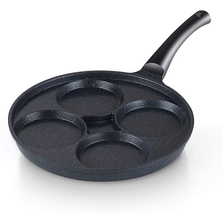 Cook N Home Nonstick Marble Coating 4 Cup Egg Fry Pancake Pan, Size: 11, Black