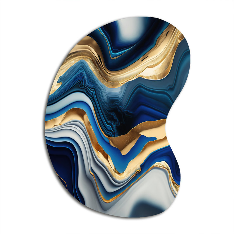 Décoration murale vibrante en agate bleue et dorée vibrante II, H 39 po x l 28 po