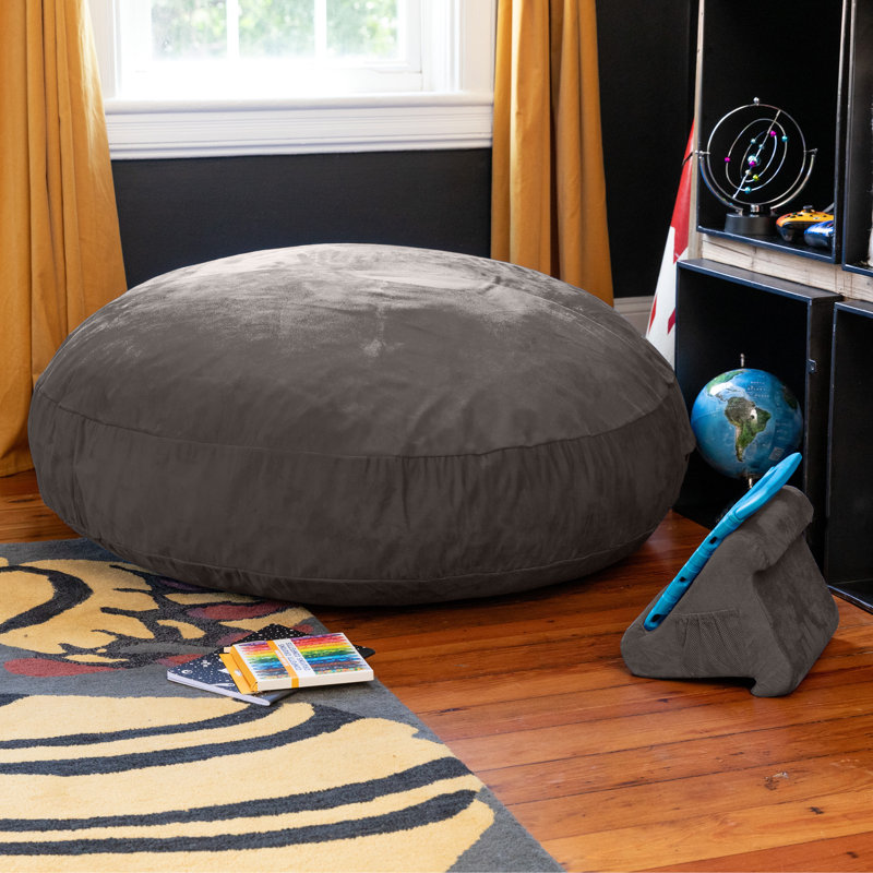 4 Ft. Cocoon Kids Bean Bag Chair and Crash Pad - Microsuede, Charcoal Microsuede
