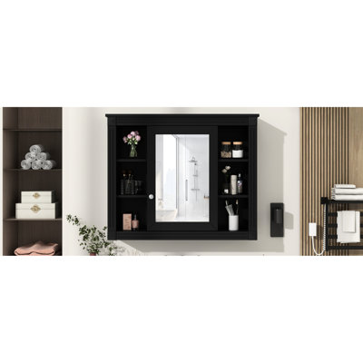 Modern Bathroom Mirror Cabinet - 35'' X 28'', Functional, Stylish, Wall Ample Shelving, Stylish Finish