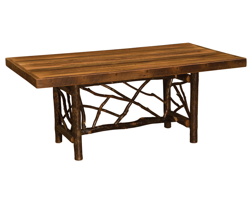 Fireside Lodge Appalachian Rectangle Twig Dining Table - 5-foot - Barnwood Artisan Top, 30" H x 42" W x 60" D
