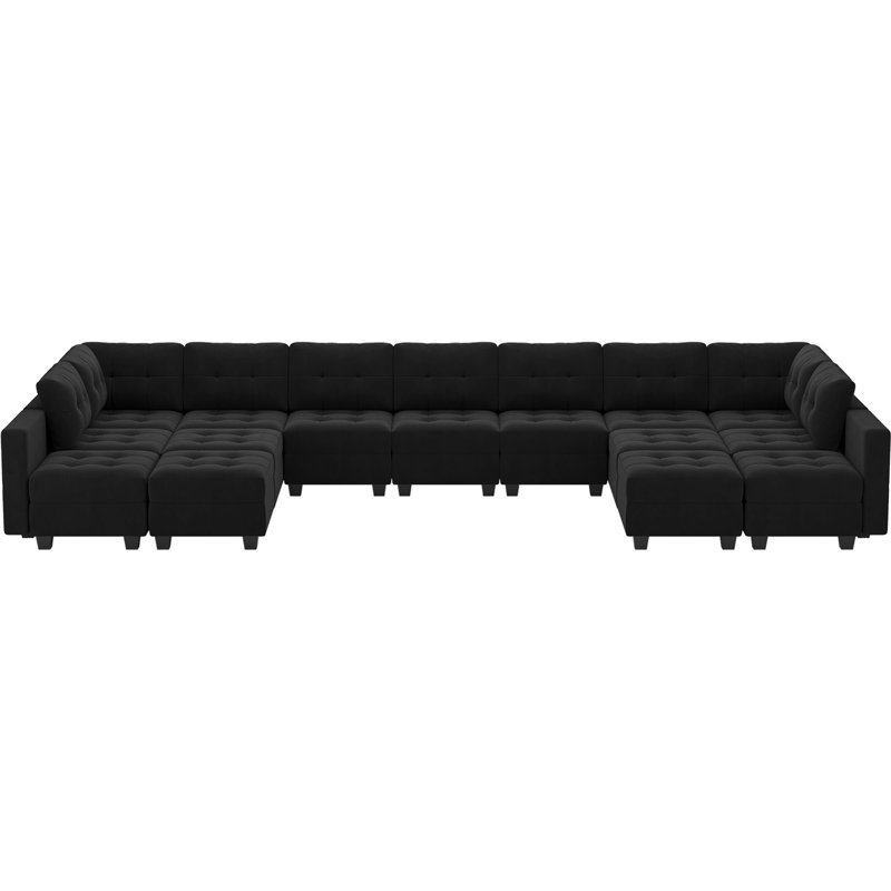 Canapé modulaire rembourré 16 pièces Soneson, Velours noir