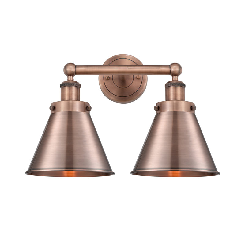 Éclairage pour meuble-lavabo à 2 lumières à intensité variable Stengel, Cuivre antique, Cuivre antique