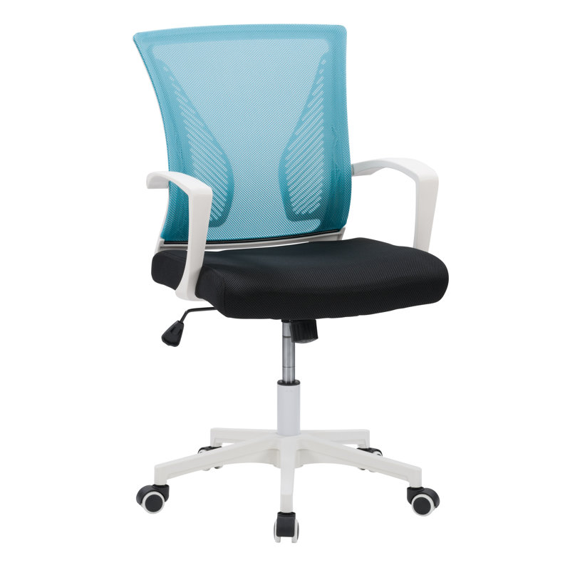 Chaise de bureau Lateasa, Blanc, Sarcelle / Noir