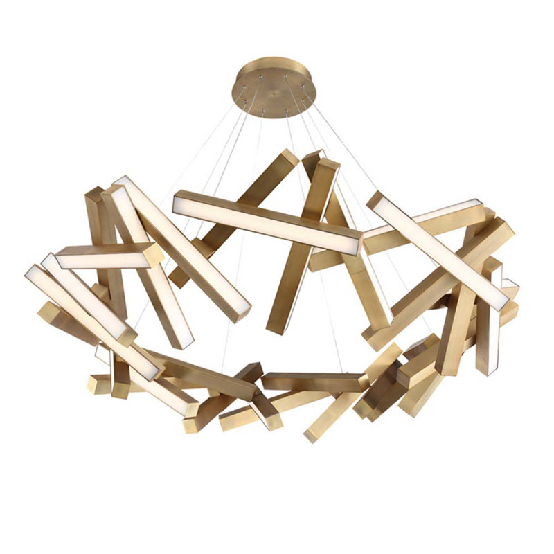 Luminaire suspendu unique à DEL 31 lumières Chaos, Laiton vieilli