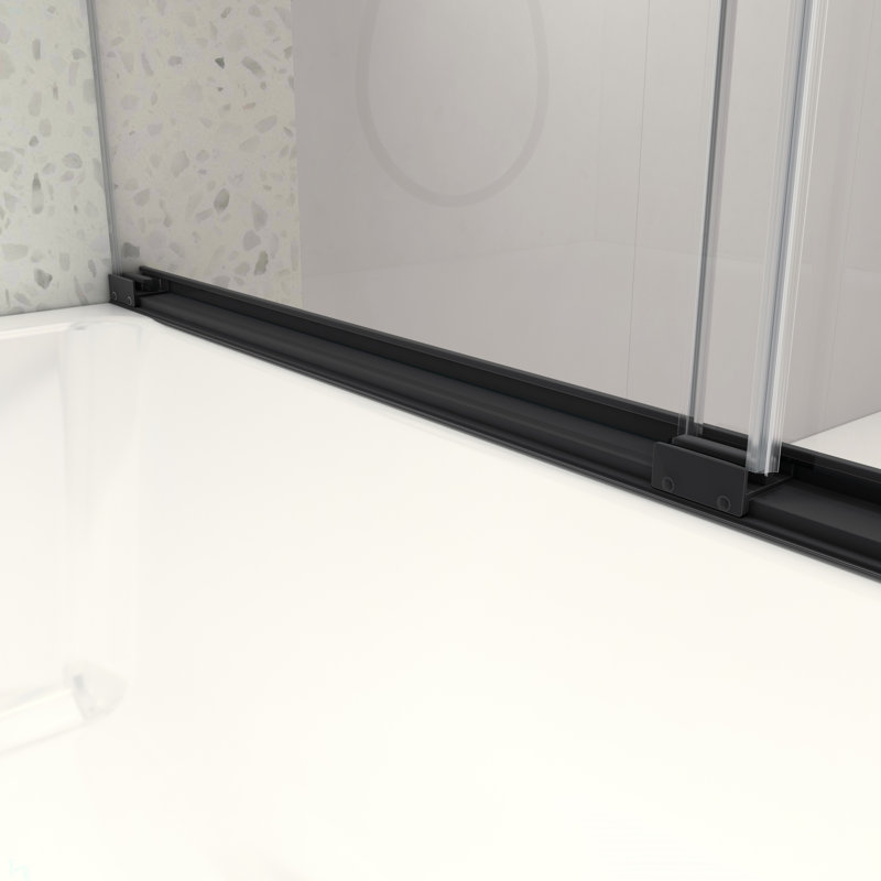 5476 Inch North American Frameless Double Sliding Matte Black Shower Door With Adjustable Soft Closing Function 8Mm Tempered Glass With Nano Easy Cleaning And Stick Explosion-Proof Menbrance