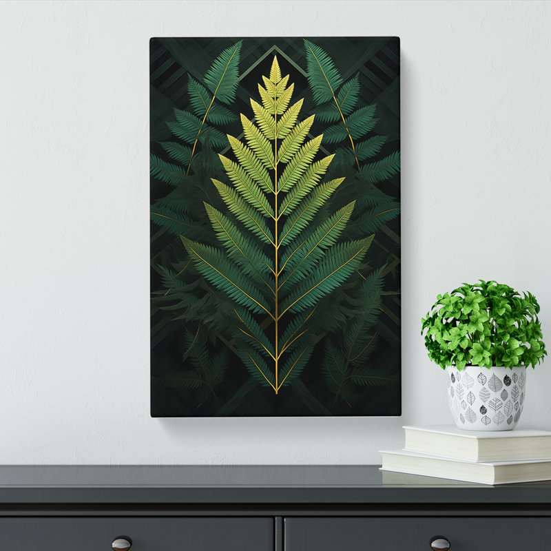 Fern Leaf Geometric No.3 - Wrapped Canvas, 50cm H x 35cm W x 3cm D