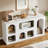 59" White Console Table, Modern Entryway Table with 6 Cube Storage Organizer