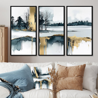 Ensemble de salon Black Winters Hush Landscape I - Winter Landscape Wall Art