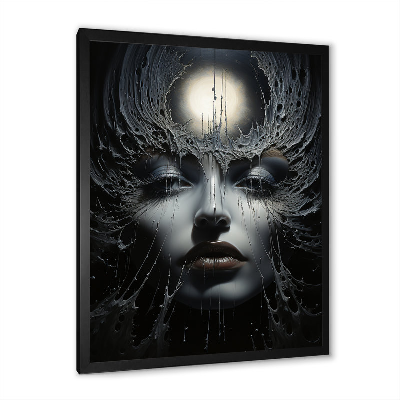 Surréalisme, Eclipse éternelle, portrait sur toile, Cadre photo noir, H 44 po x l 34 po x P 1,5 po
